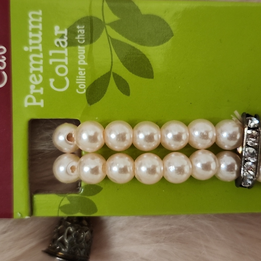 Brand New WHISKER CITY PREMIUM PEARL BLING CAT COLLAR-S - Picture 3 of 4